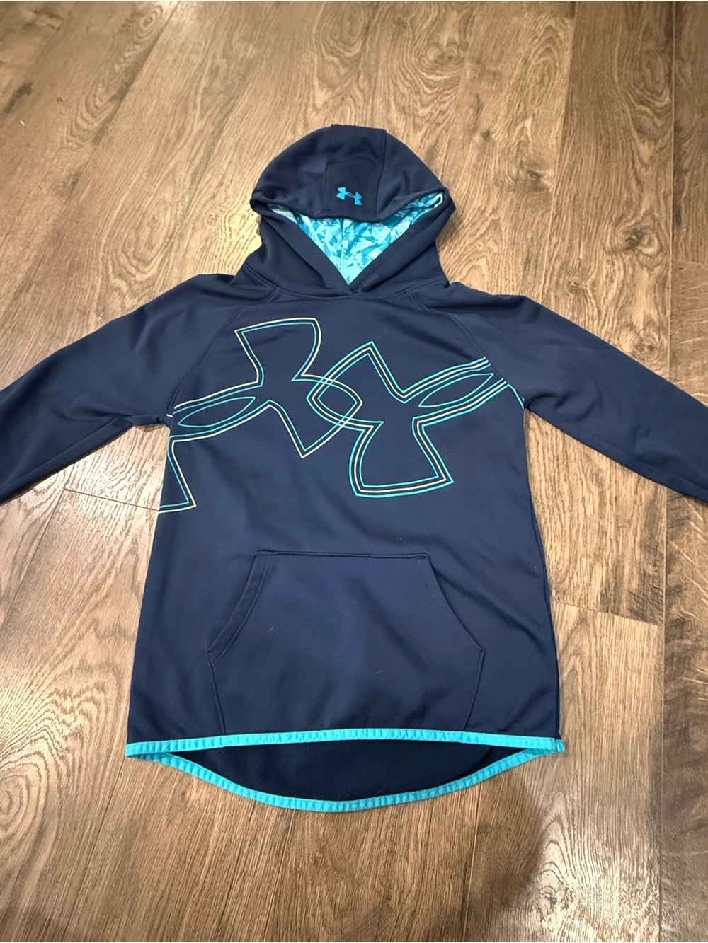 Under Armour Navy Hoodie with Teal Accent for Kids